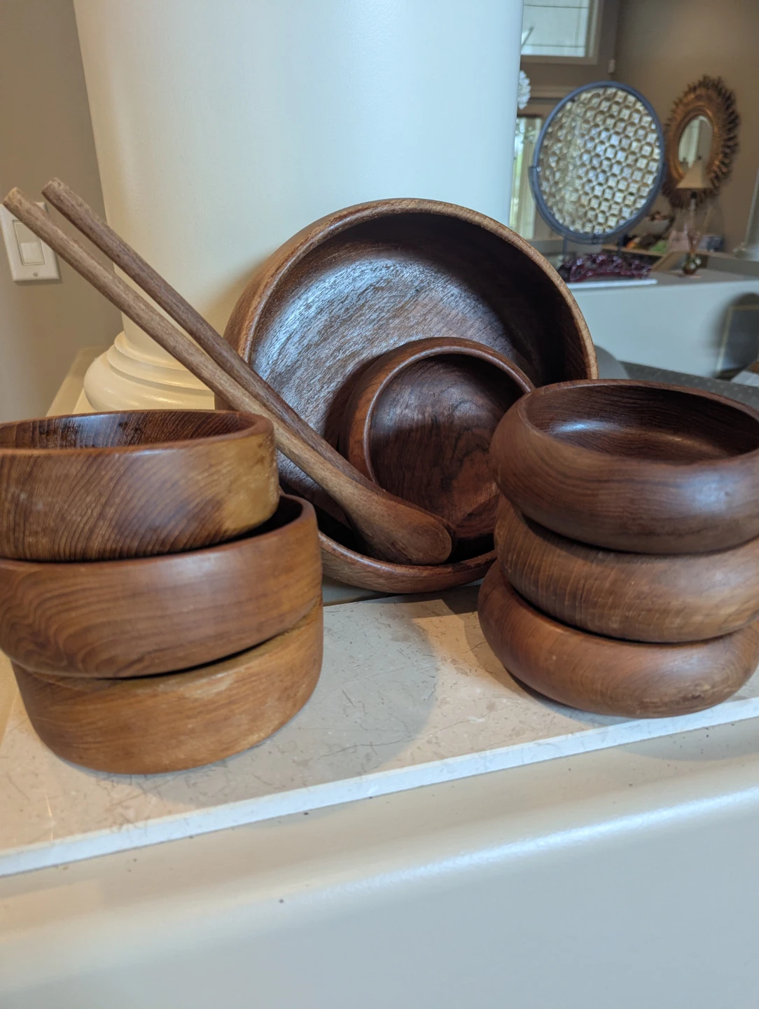 Wooden Salad Bowl Set with Serving Utensils - photo 2