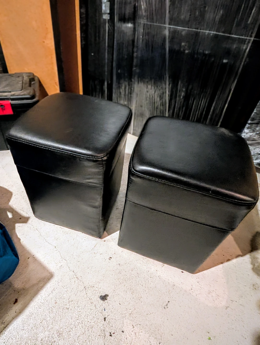 Pair of Black Faux Leather stools