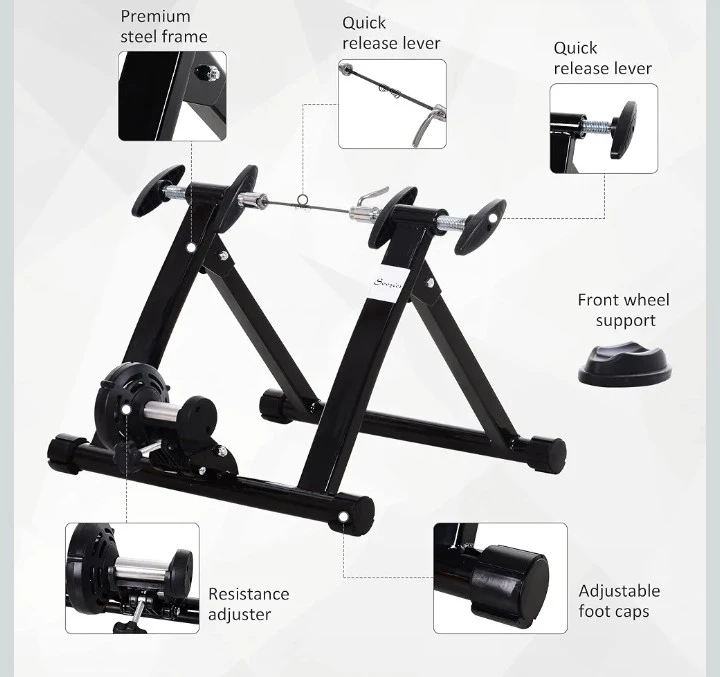 Foldable Indoor Bike Trainer, Black - photo 3