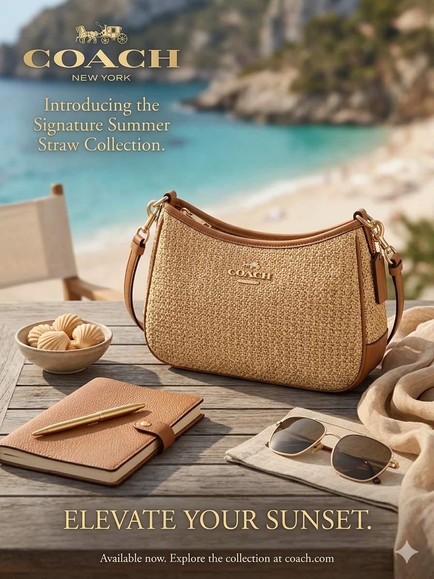 Coach New York Straw Shoulder Bag