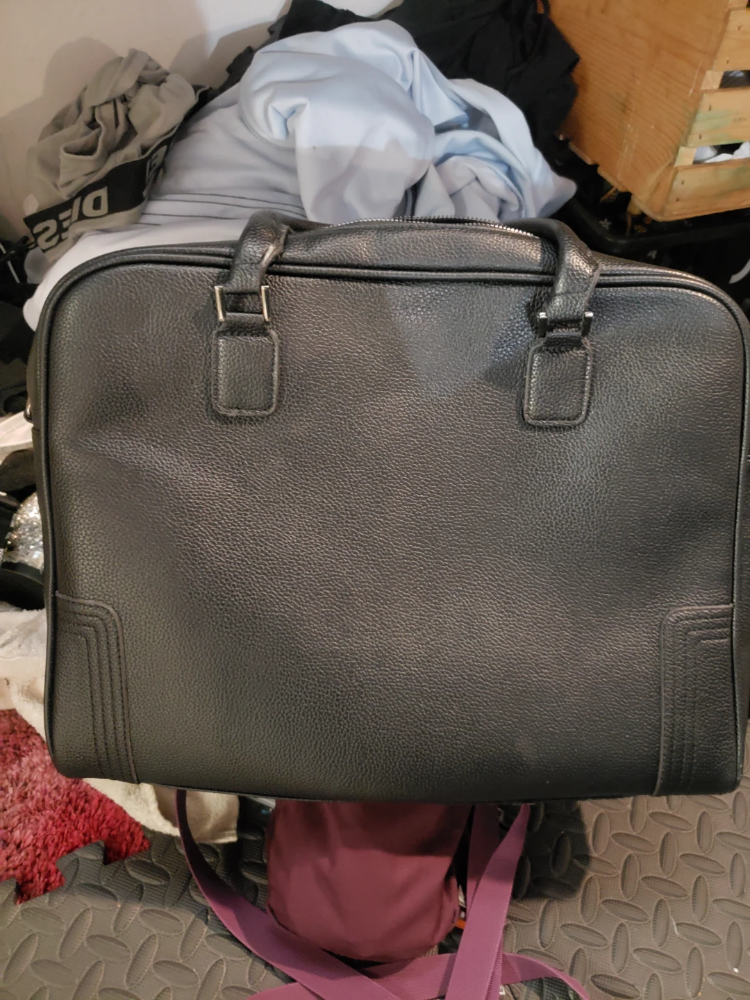 Black Faux Leather Briefcase