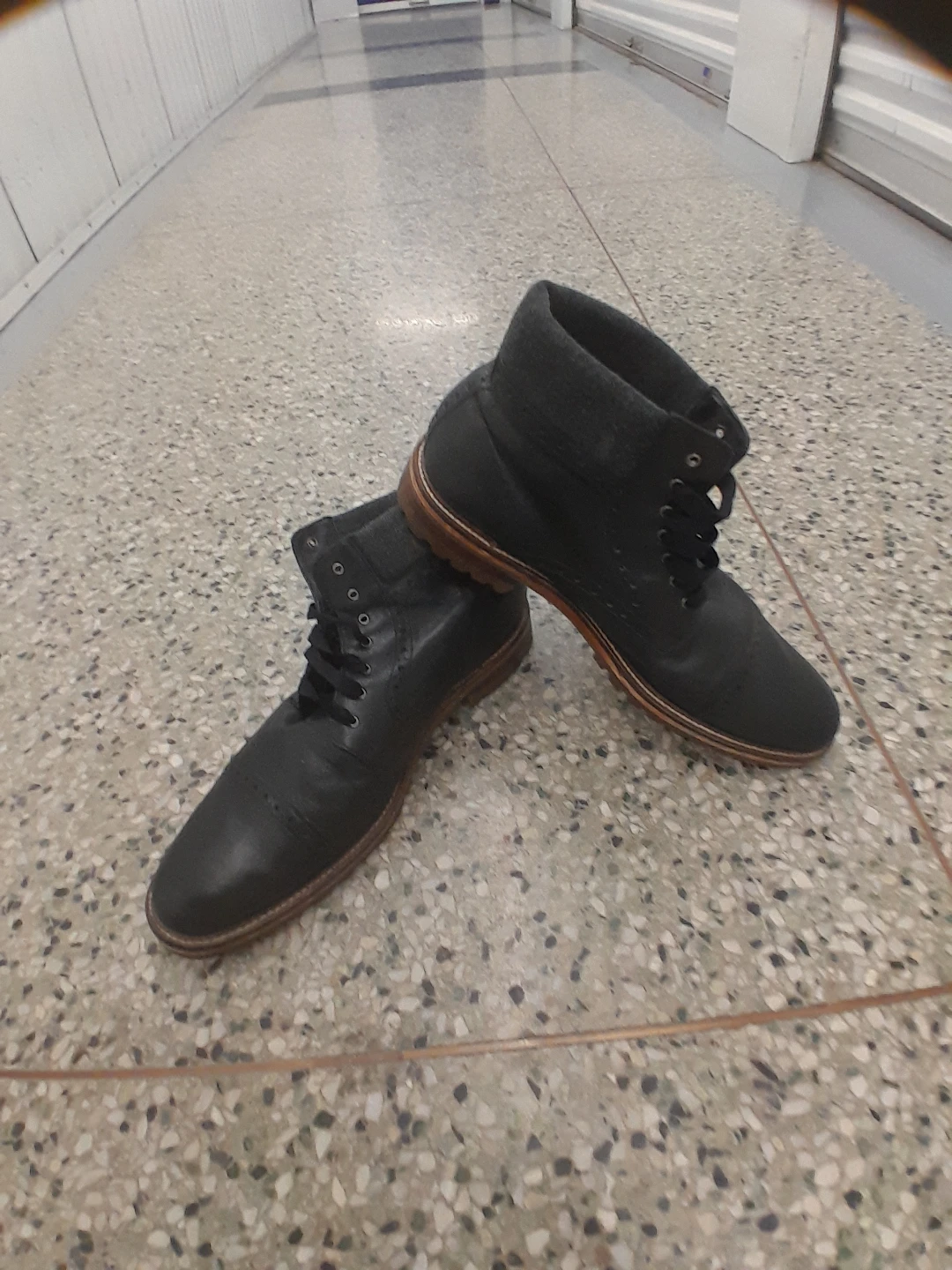 Black Leather Lace-up Boots Est 1850 Men's Size 13 - photo 5