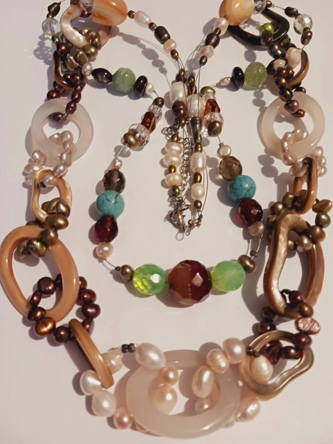 Handmade Multi Gemstones,  Baroque & Freshwater Pearls Necklace