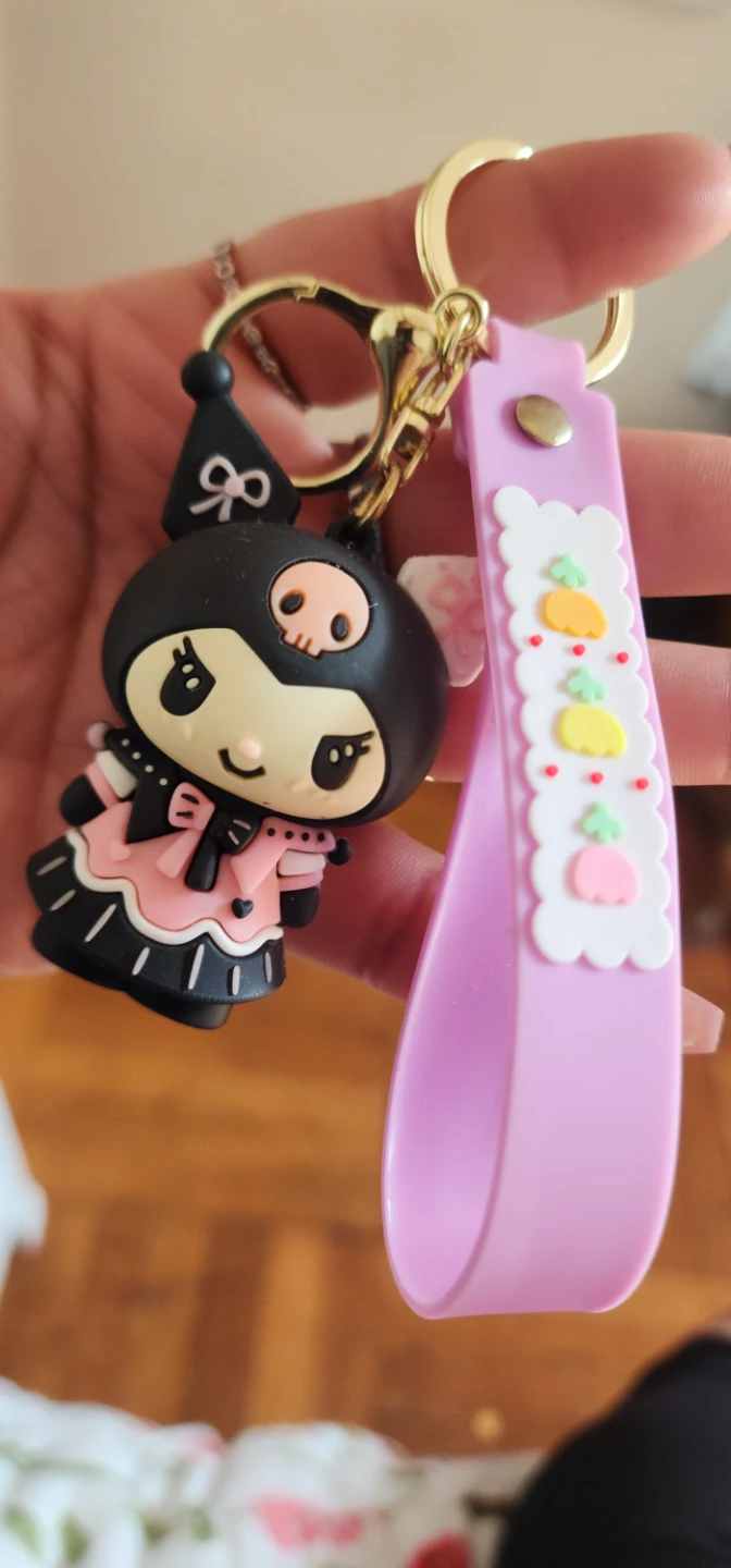 Kuromi Keychain with Pink Strap