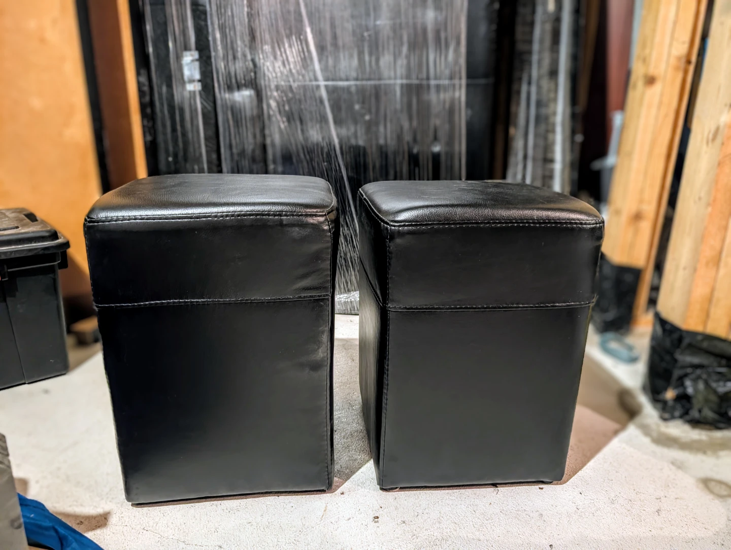 Pair of Black Faux Leather stools - photo 2