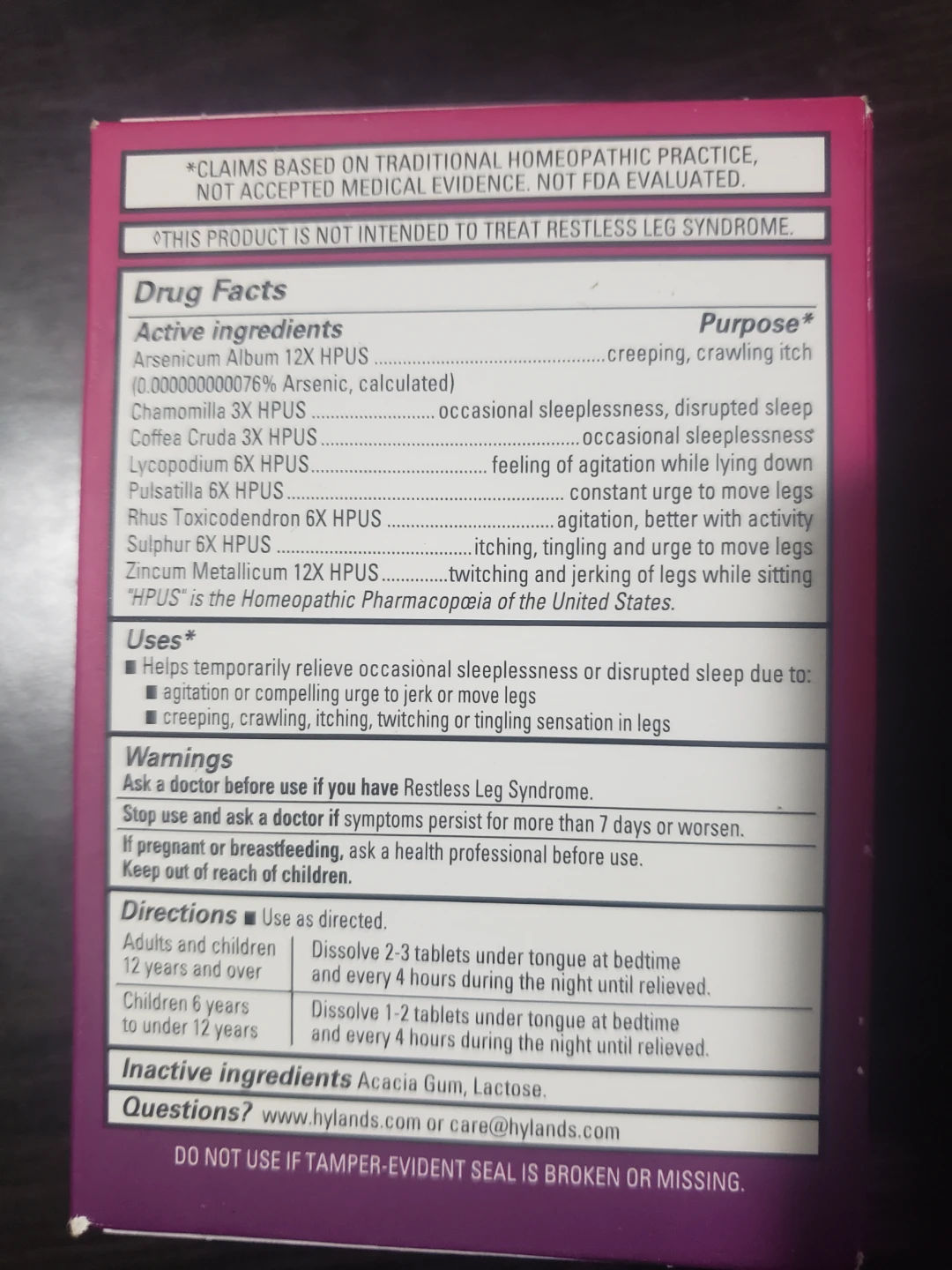 Hyland's Restful Legs PM Homeopathic Tablets - 50 Count - photo 2