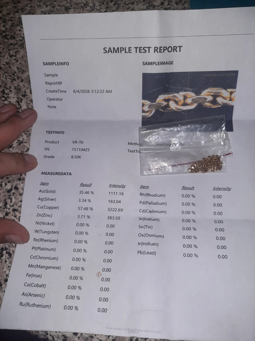 8.5 k gold scrap chain  3.23 grams