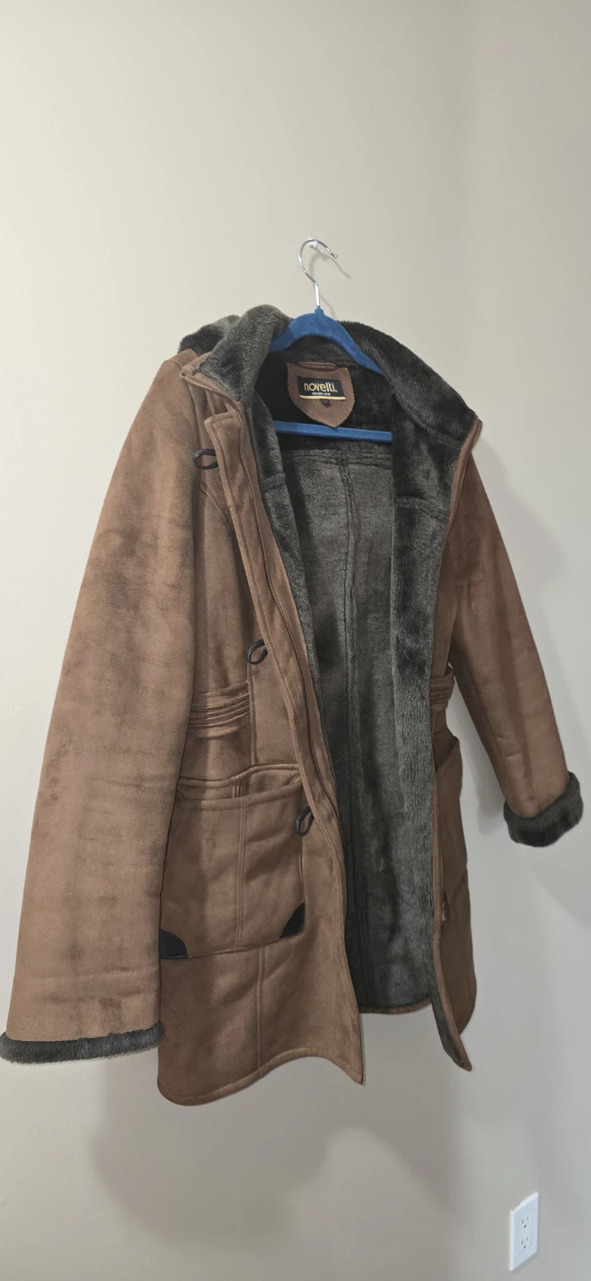 Novelti Brown Suede Toggle Coat - Size S/P