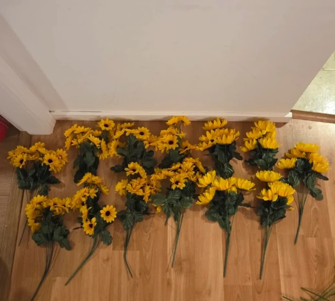 🌻 13 faux sunflower stems - photo 3