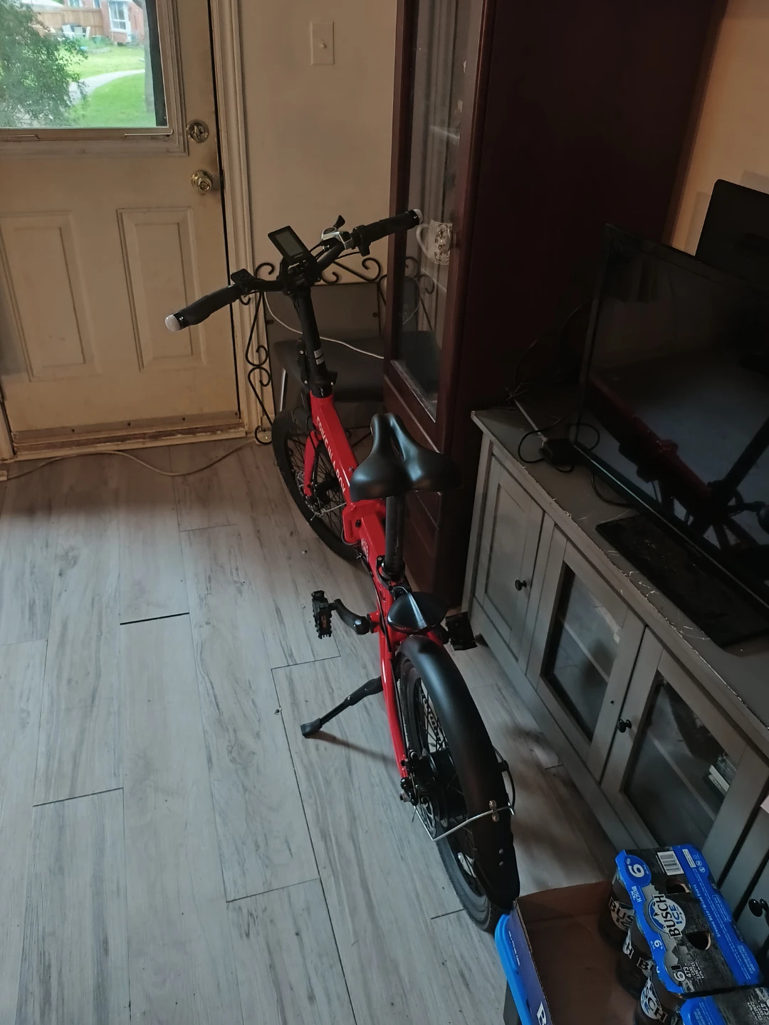 Red Folding Electric Bicycle - photo 2