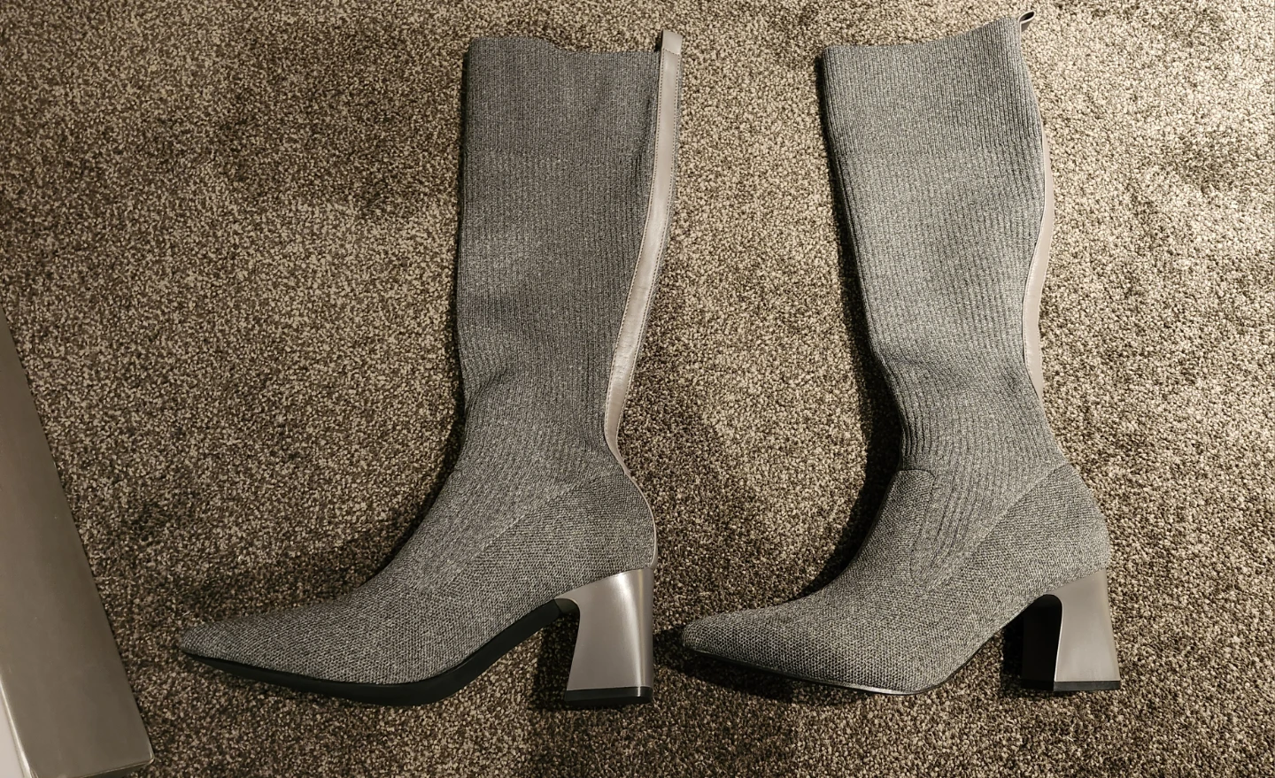 Grey Knit Knee-High Boots - photo 3