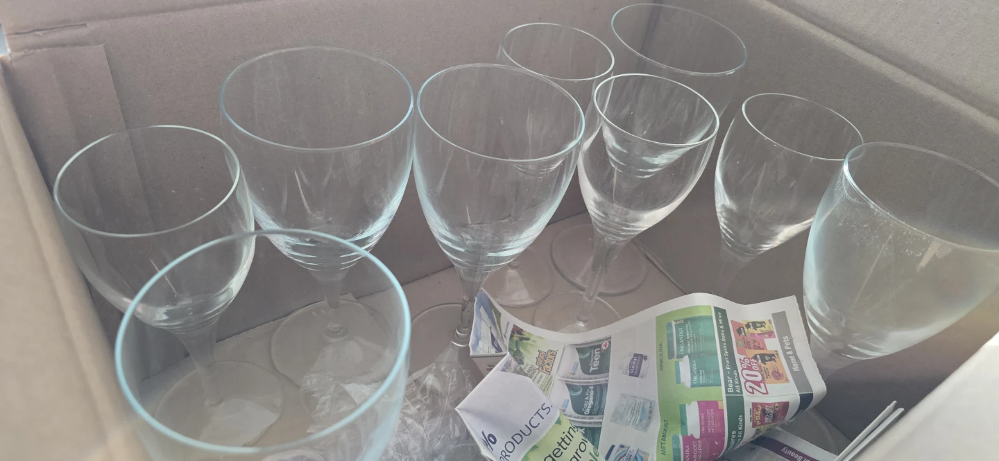 Set of 9 Clear Wine Glasses