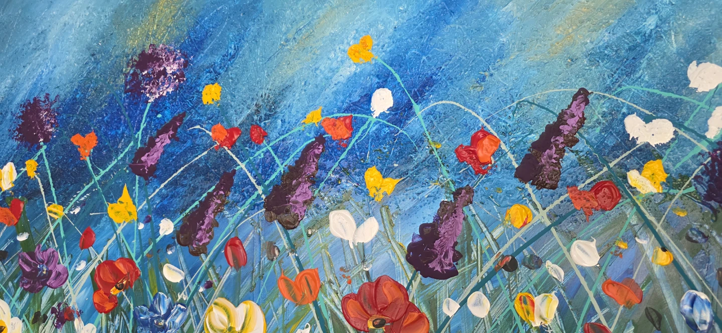 Huge original hand-painted painting by local artist Wild flowers - photo 5
