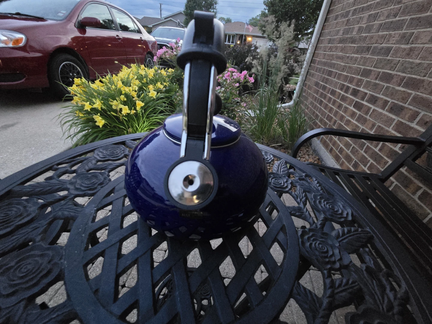 Blue Enamel Tea Kettle