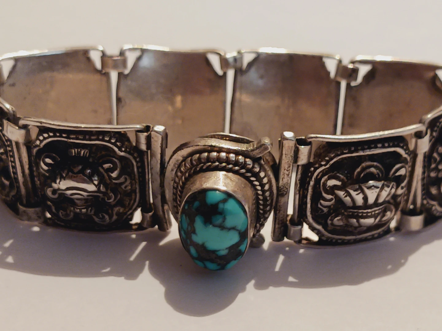 Sterling Silver 925 Tibetan Eight Auspicious Symbols Bracelet