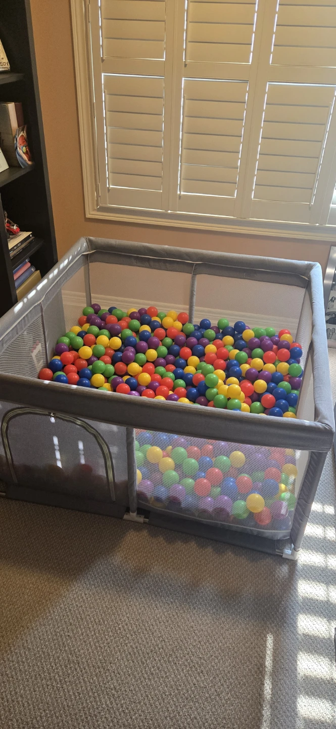 Grey Playpen with Ball Pit Balls