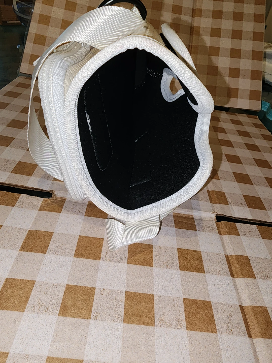 Cream Waffle Knit Sling Bag with Front Zip Pockets - photo 4