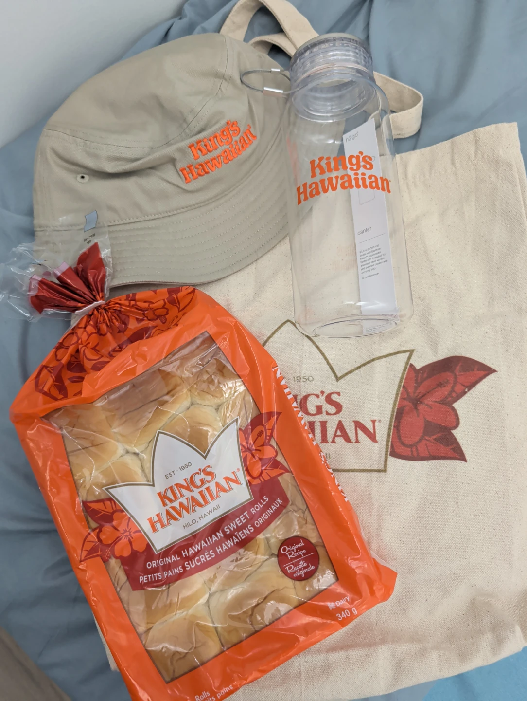 King's Hawaiian Sweet Rolls, Hat, Water Bottle & Tote Bag
