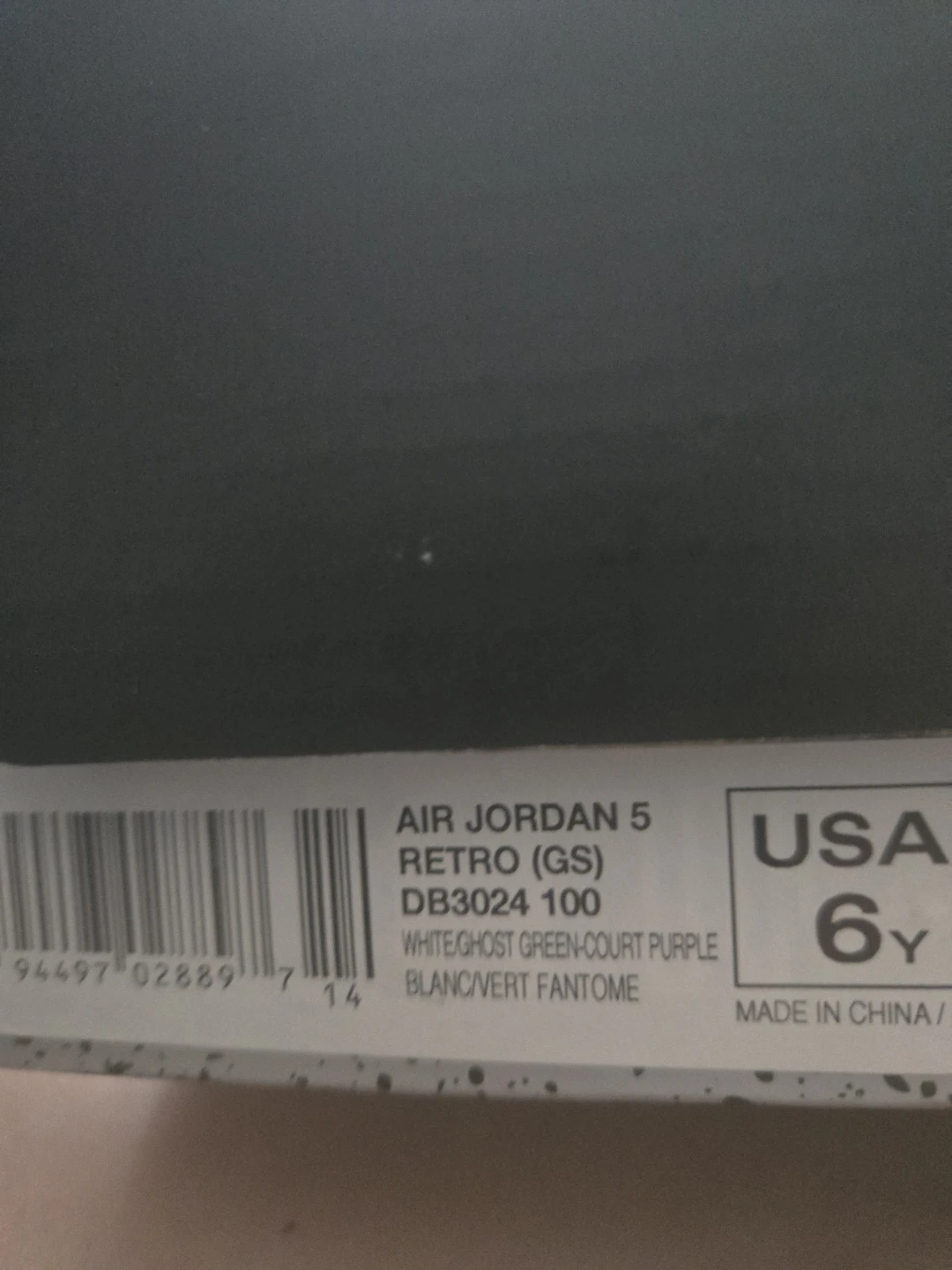 Air Jordan 5 Retro GS White/Ghost Green-Court Purple - photo 2