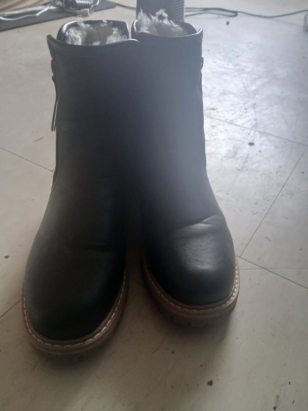 Black Faux Leather Winter Boots - Size 40 - photo 3