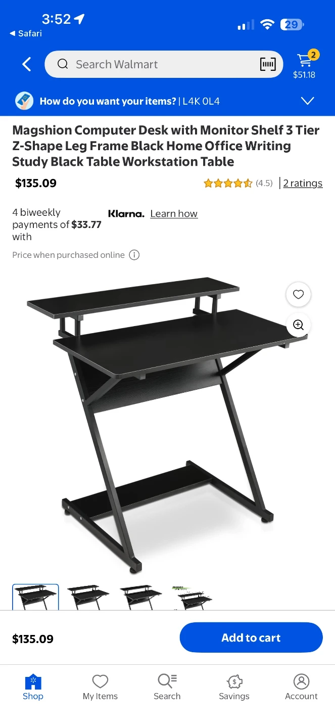 Magshion Computer Desk with Monitor Shelf - Black