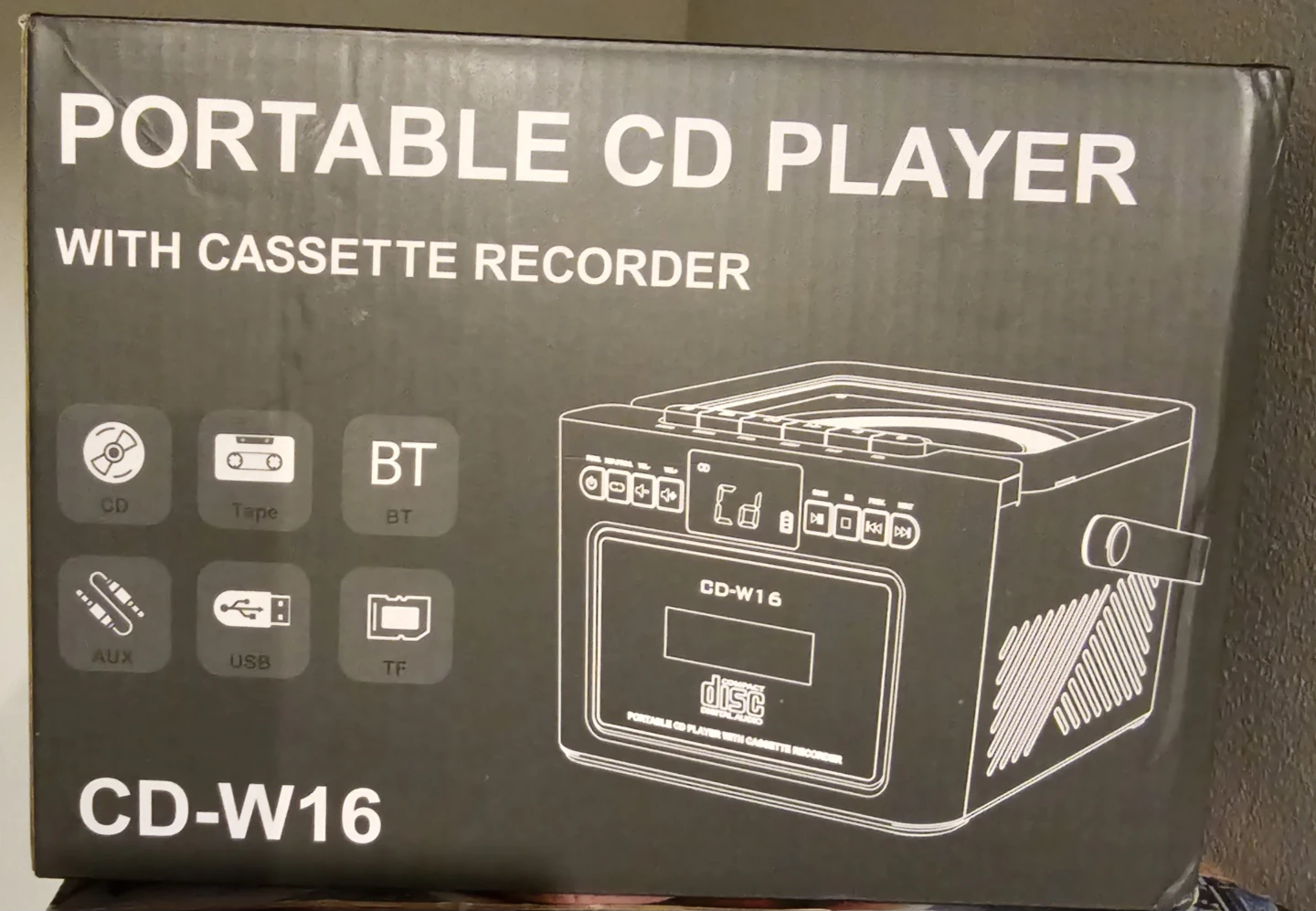 NEW - Greadio CD Player Portable Boombox with Cassette Recorder