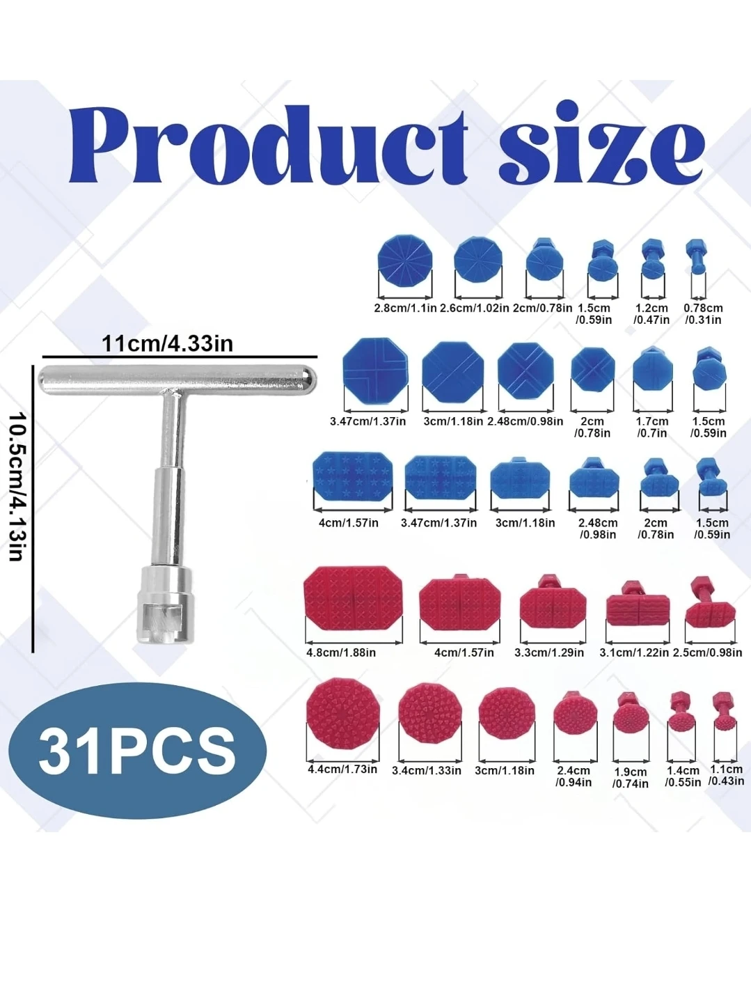 31 Piece Car Dent Puller Kit with T-Handle Rod - photo 2