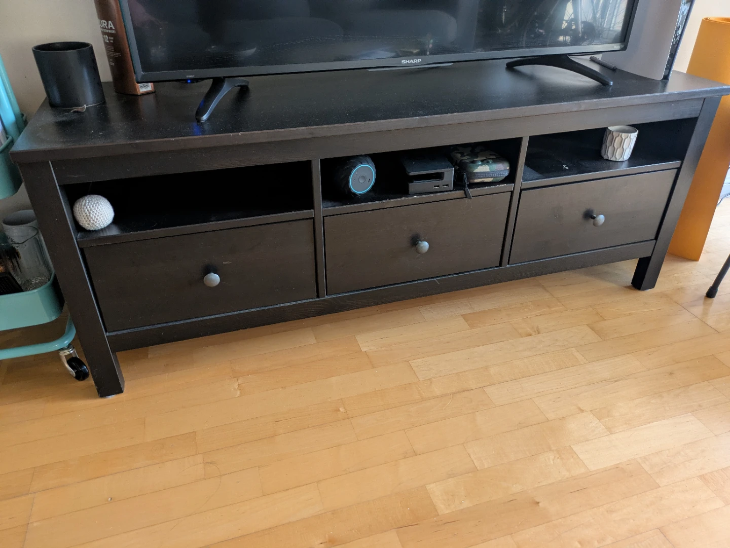 Black TV Stand with 3 Drawers