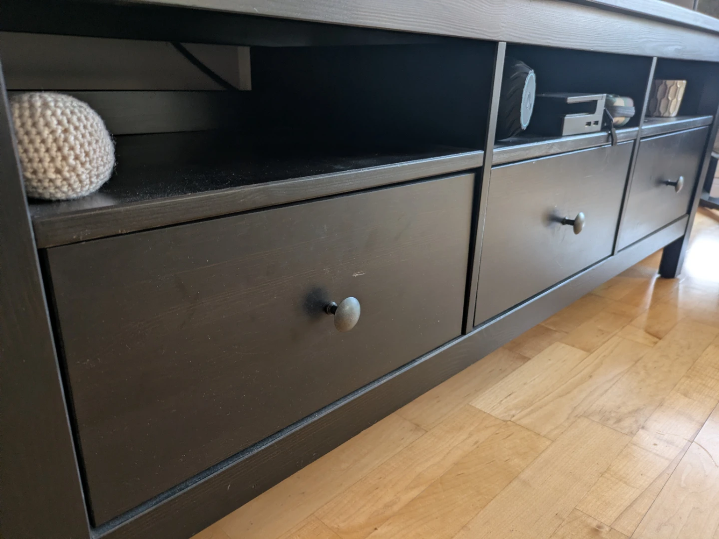 Black TV Stand with 3 Drawers - photo 2