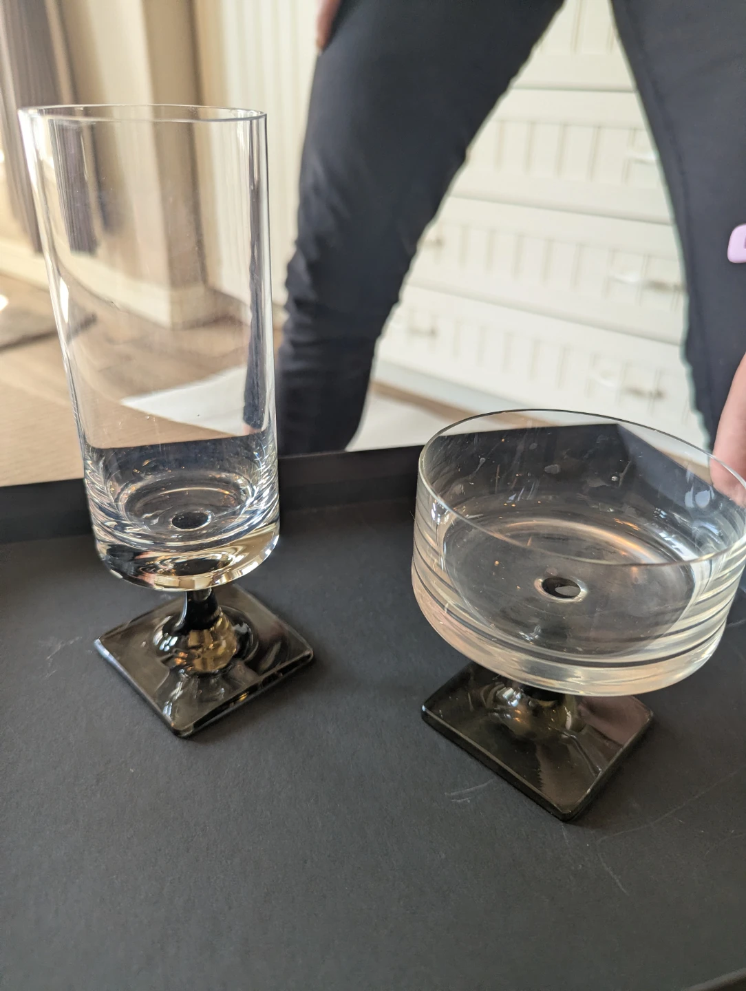 Set of 2 unique glass stemware 8 of each one so 16