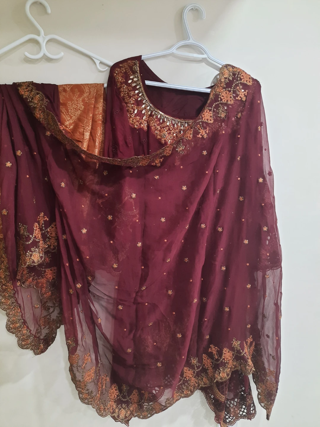Mafia B designer used dress maroon with wide legged pants - photo 2