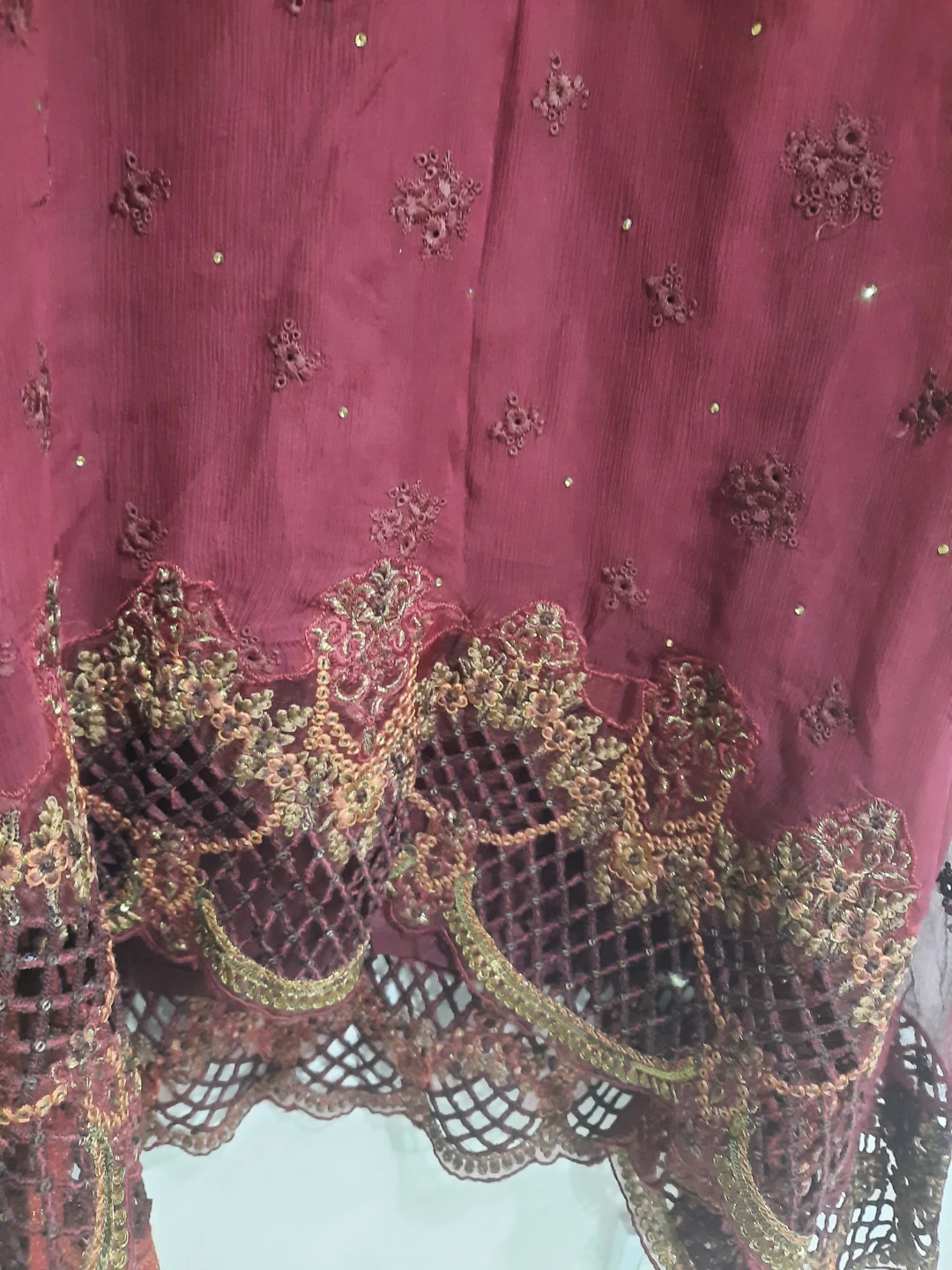 Mafia B designer used dress maroon with wide legged pants - photo 4