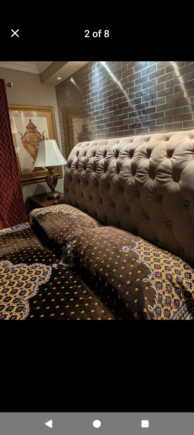 Tufted Upholstered Headboard and Baseboard - photo 4