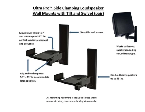 B-TECH BT77 Side Clamping Loudspeaker Wall Mounts (Pair)