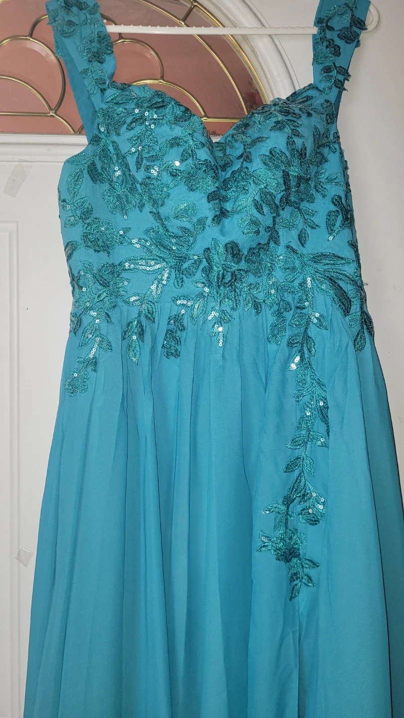 Teal Off-the-Shoulder Lace Prom/Bridesmaid/ Maid of Honor Dress - photo 3