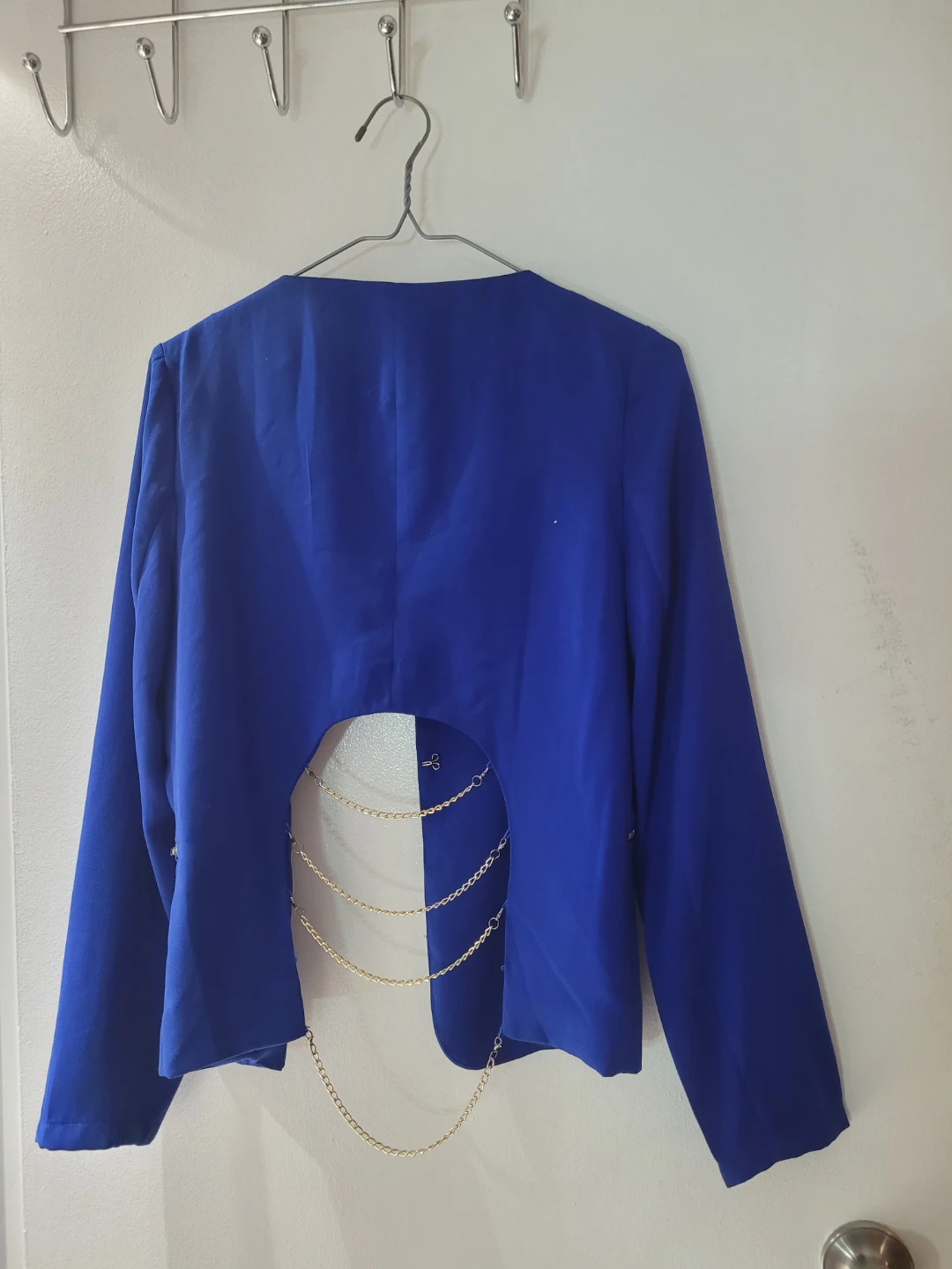 Blue Blazer with Gold Chain Detail on the back - photo 2