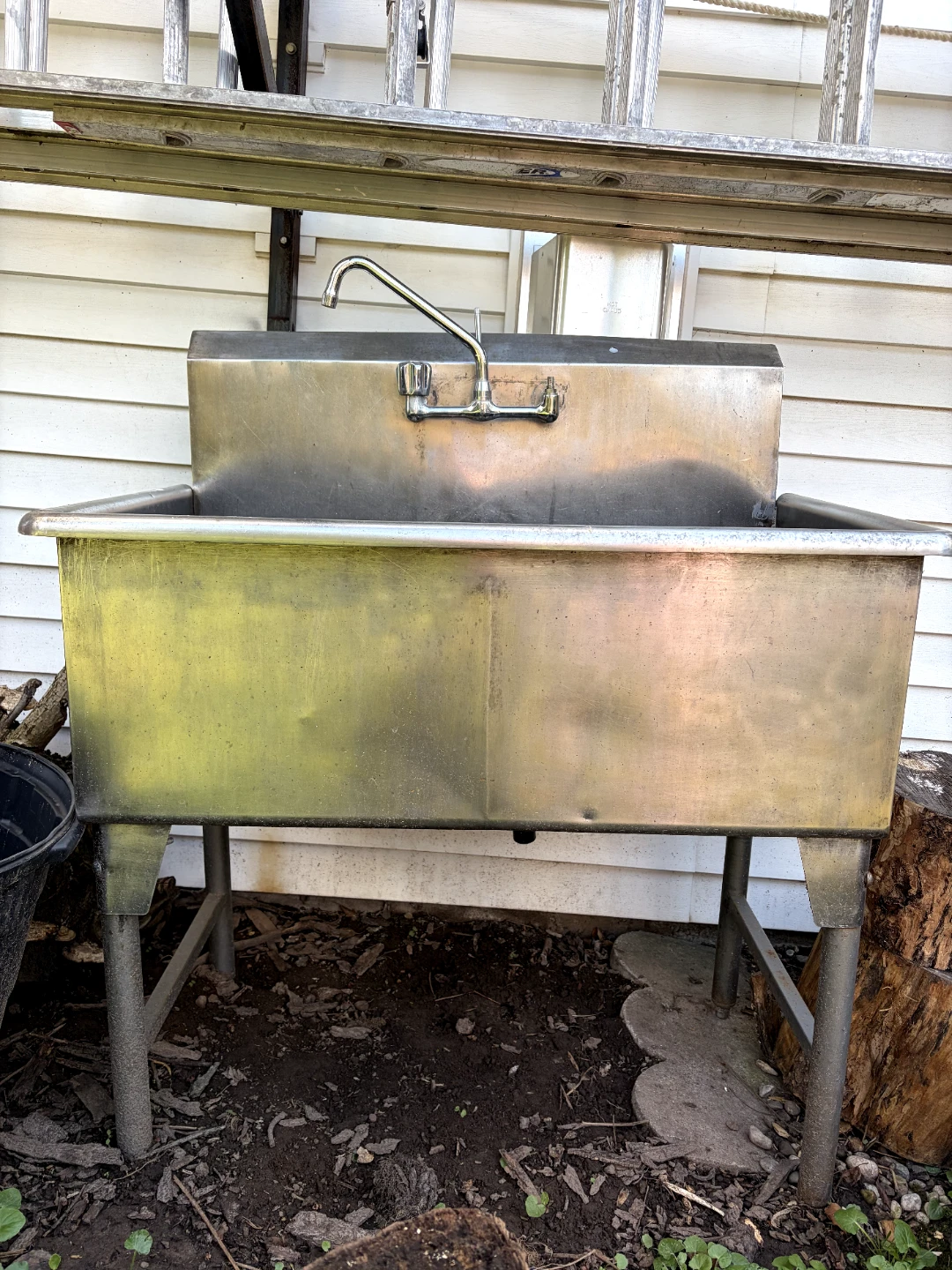 Commercial Stainless Steel Double Sink with Faucet