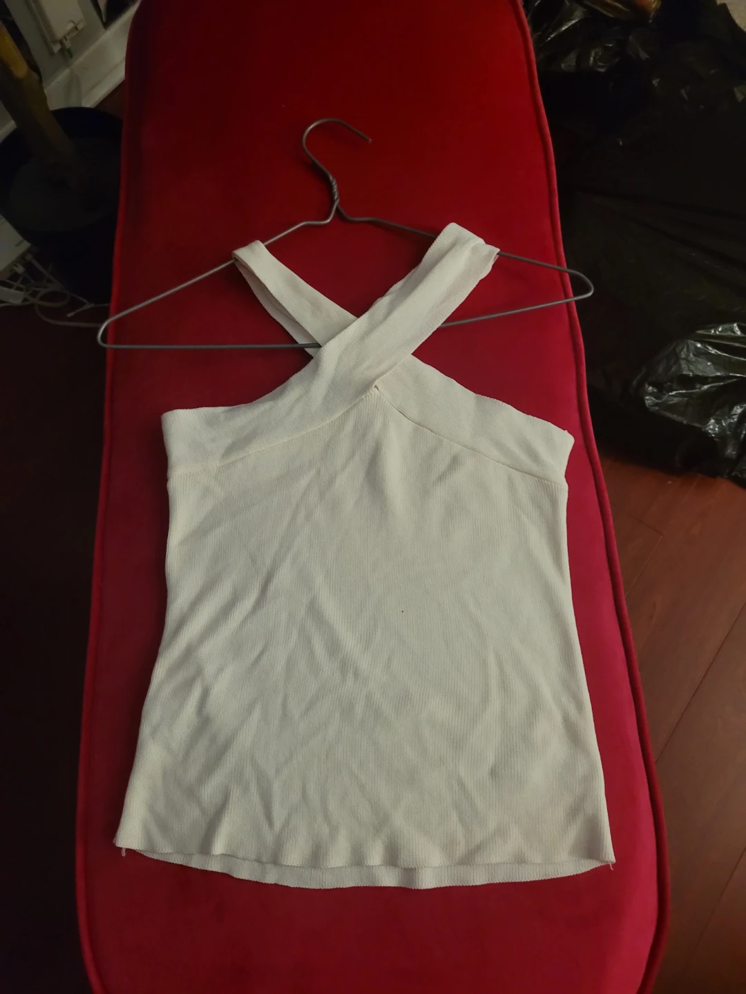 Cream Ribbed Halter Neck Top - photo 2
