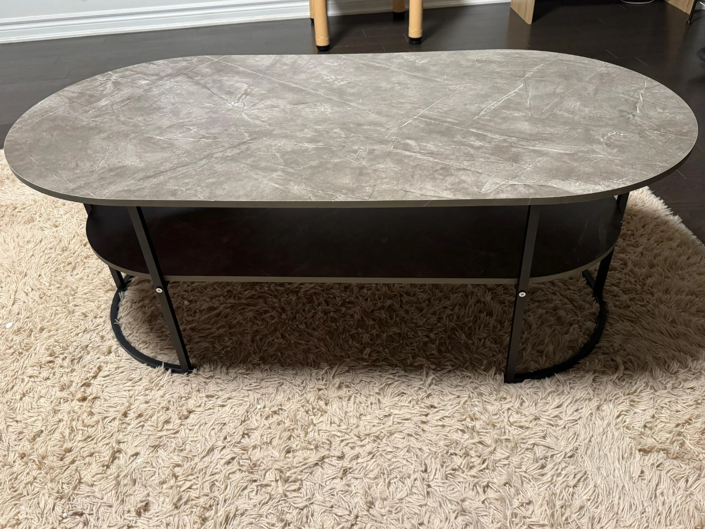 Grey Marble Coffee Table with Shelf - photo 2