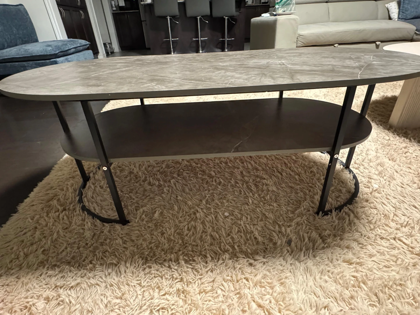 Grey Marble Coffee Table with Shelf - photo 3