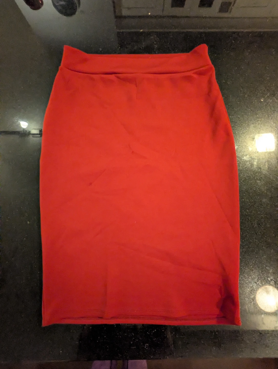 Red Stretch Pencil Skirt - Size Large