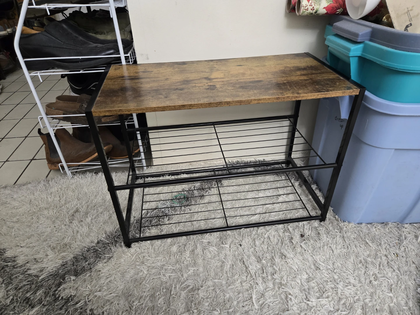 Wooden Top Shoe Rack