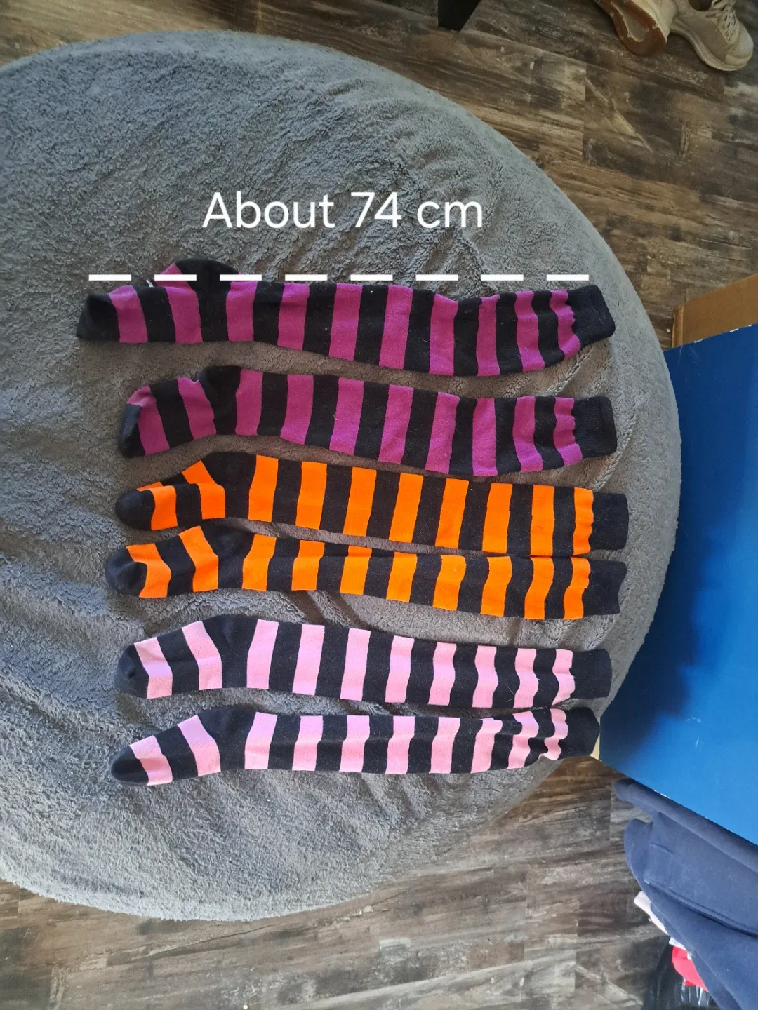 Striped Thigh-High Socks - Purple, Orange, Pink