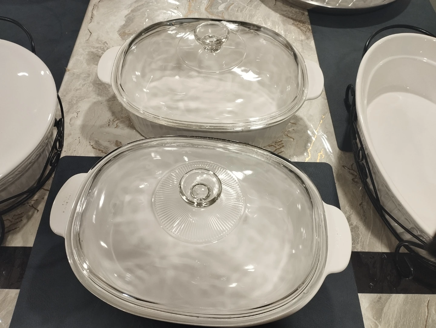 White Ceramic Casserole Dish with Stand - photo 5