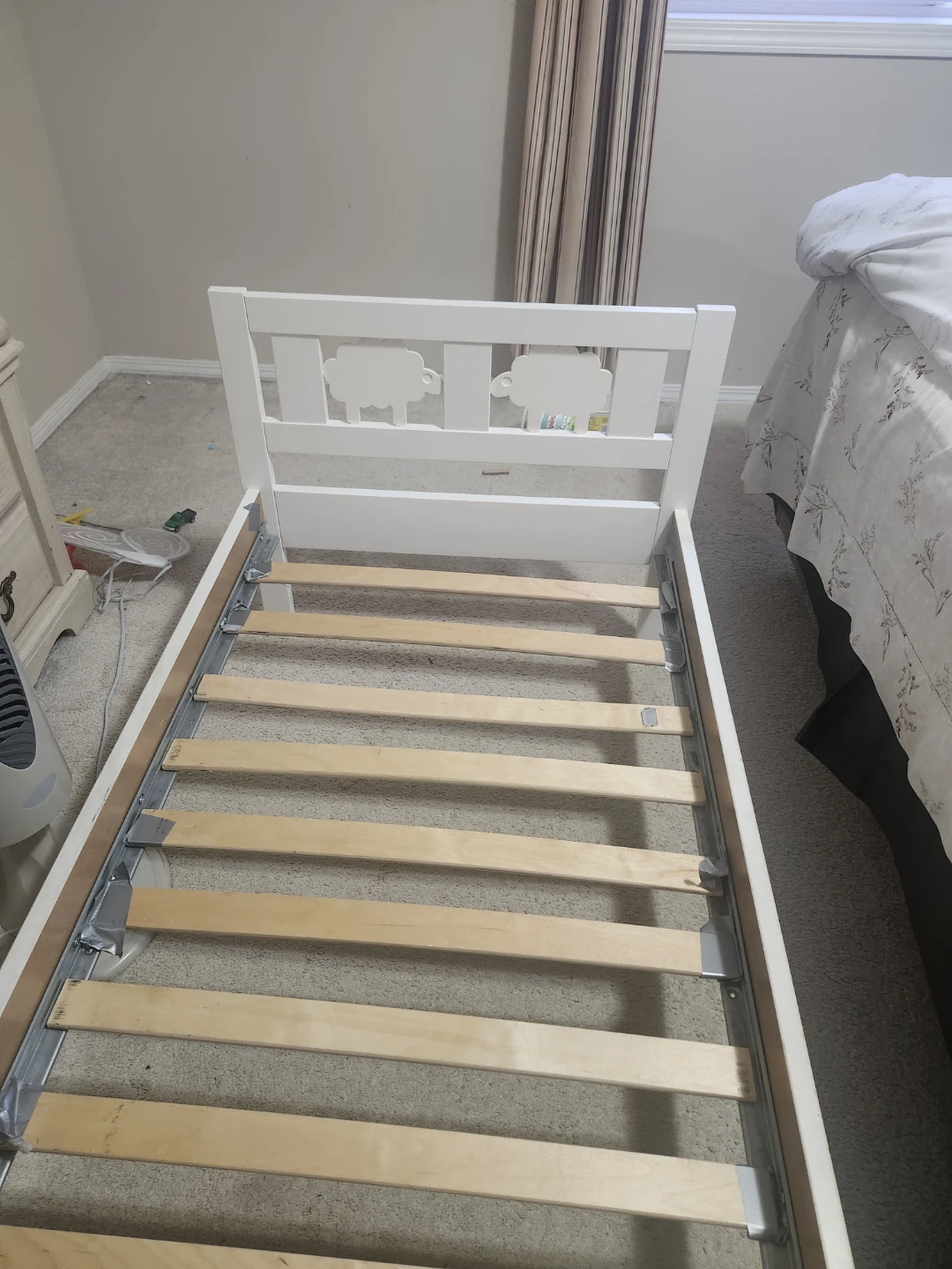 ⚽White Toddler Bed Frame with Sheep Detail and matress - photo 3