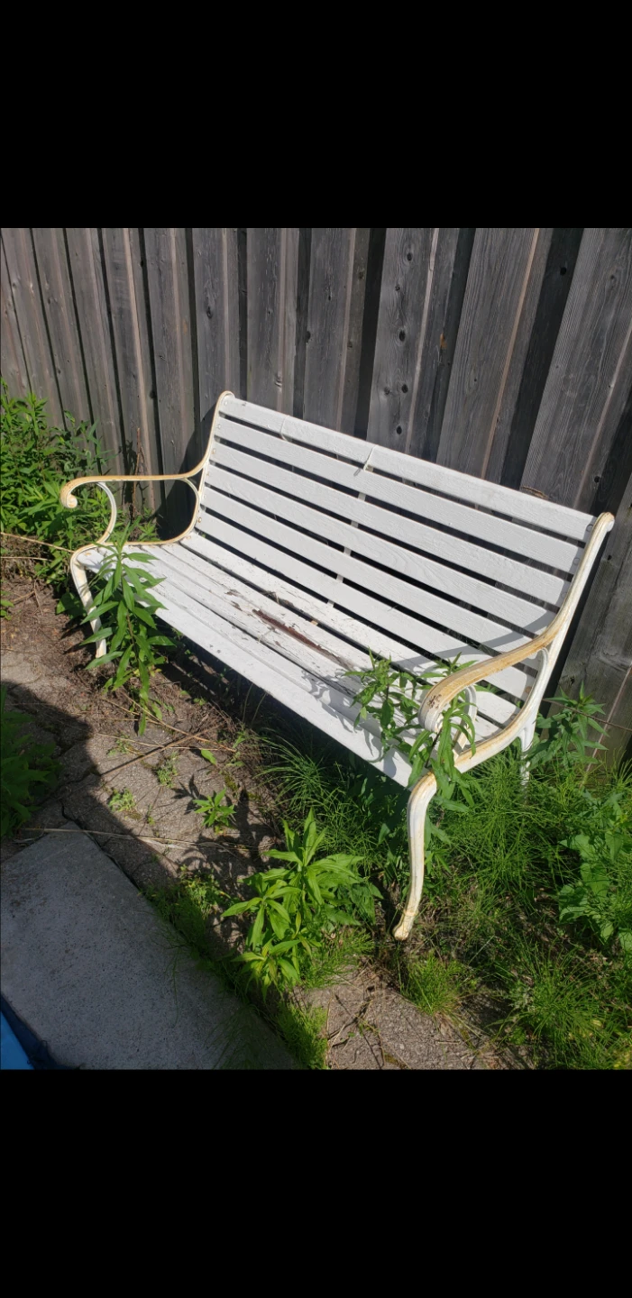 White Metal Garden Bench