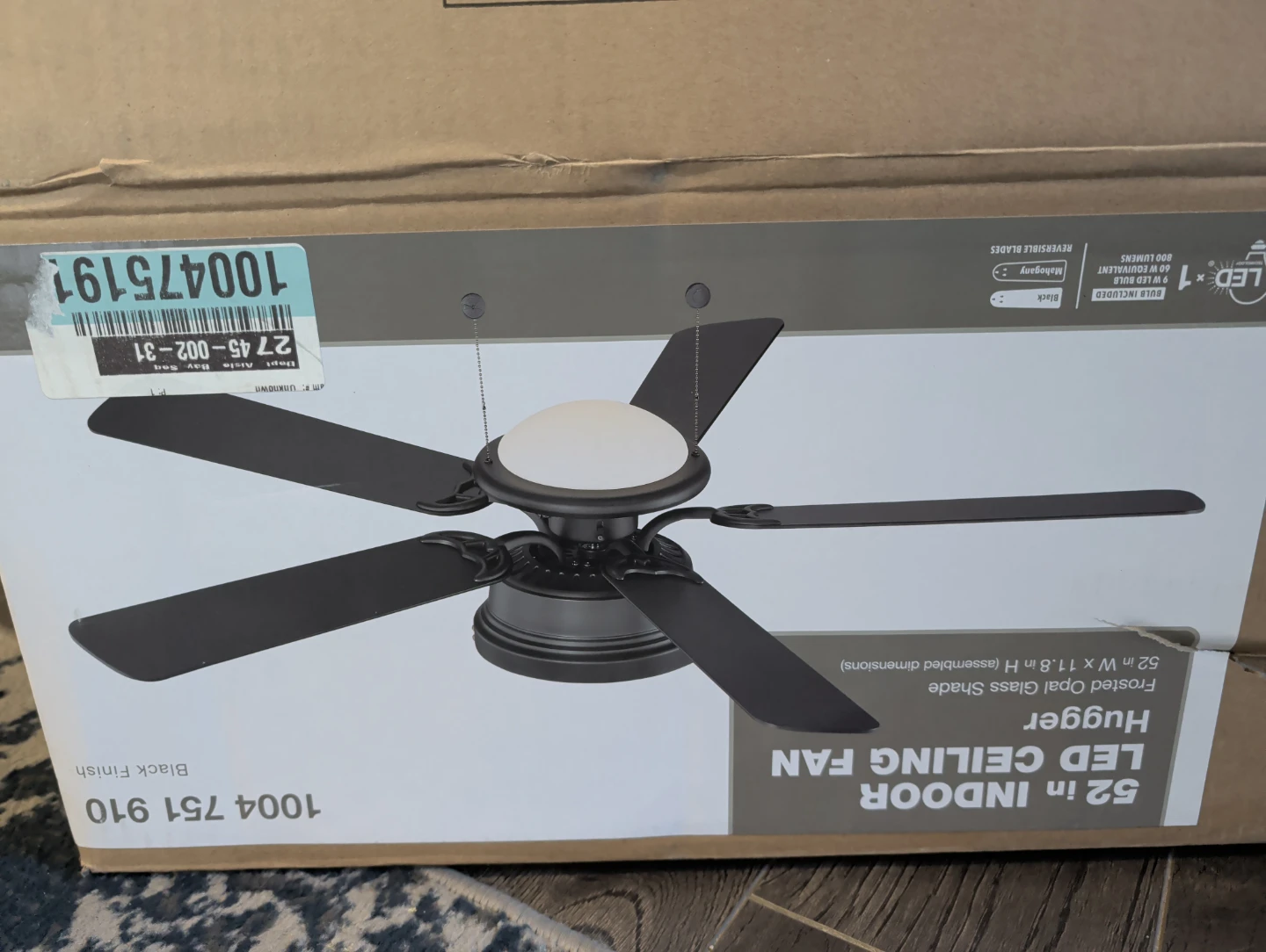 Hunter Hugger 52 in. LED Ceiling Fan - Black Finish - photo 2