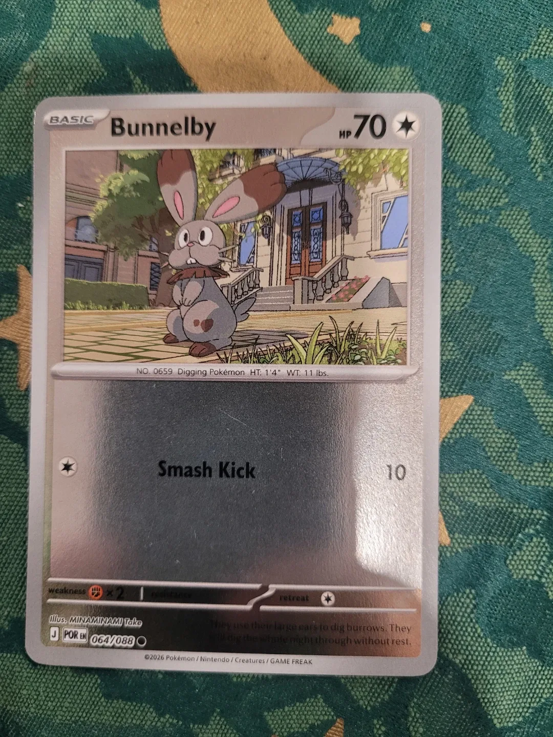 Reverse Holo Pokemon Card - Bunnelby ⚽️