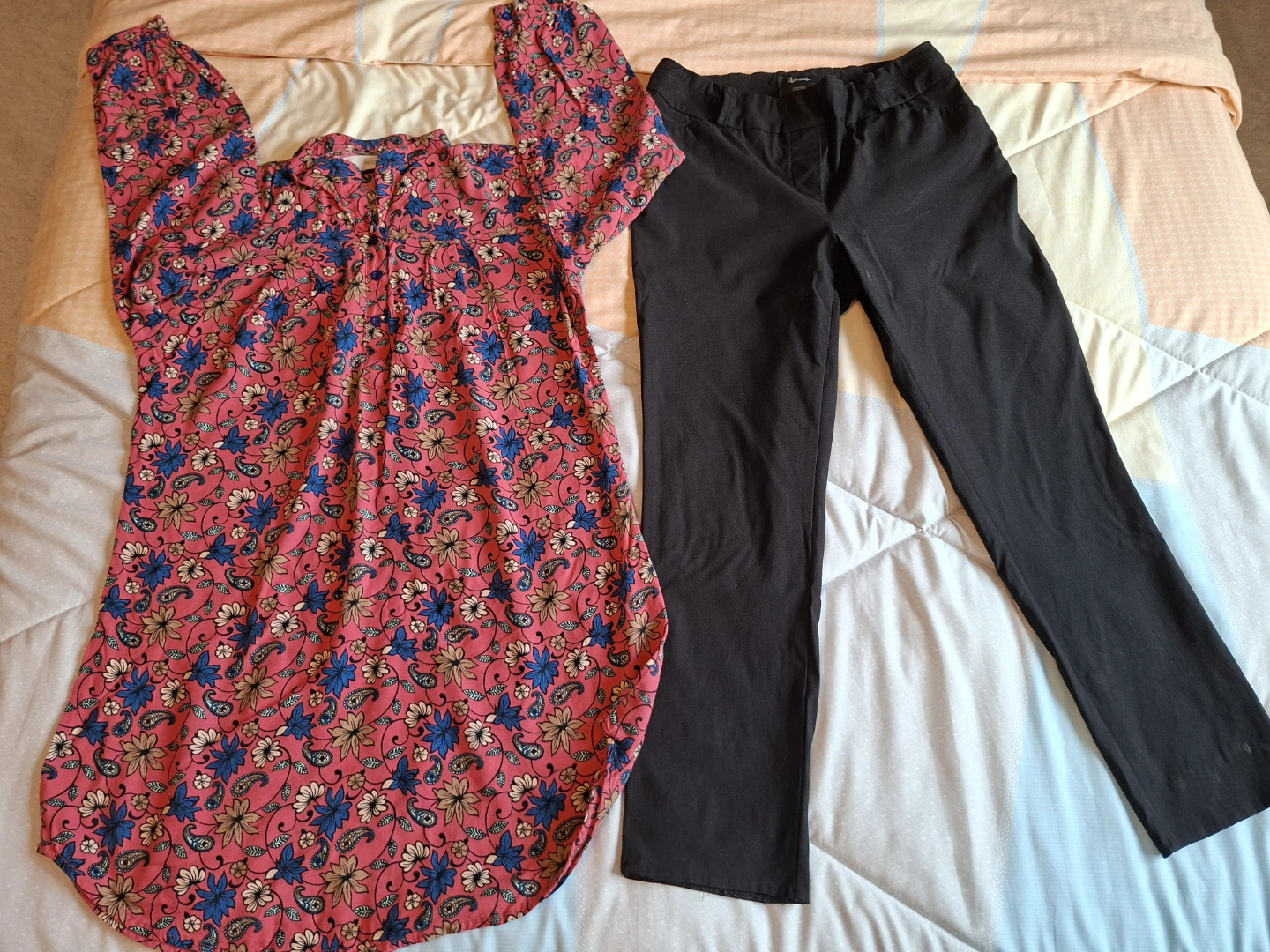 Women's Floral Tunic Top and Black Pants
