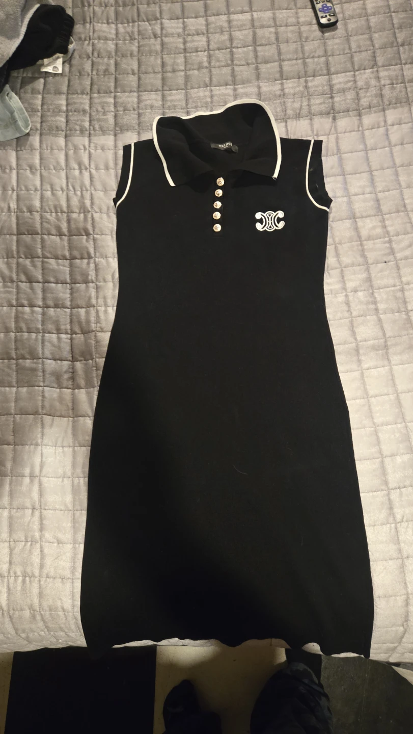 Celine Black Sleeveless Polo Dress